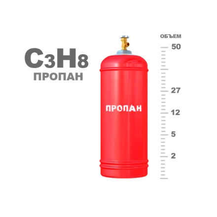 Пропан газ ГОСТ 20448-90, 50л., (21 кг)