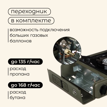 Плита газовая для кемпинга (с переходником)